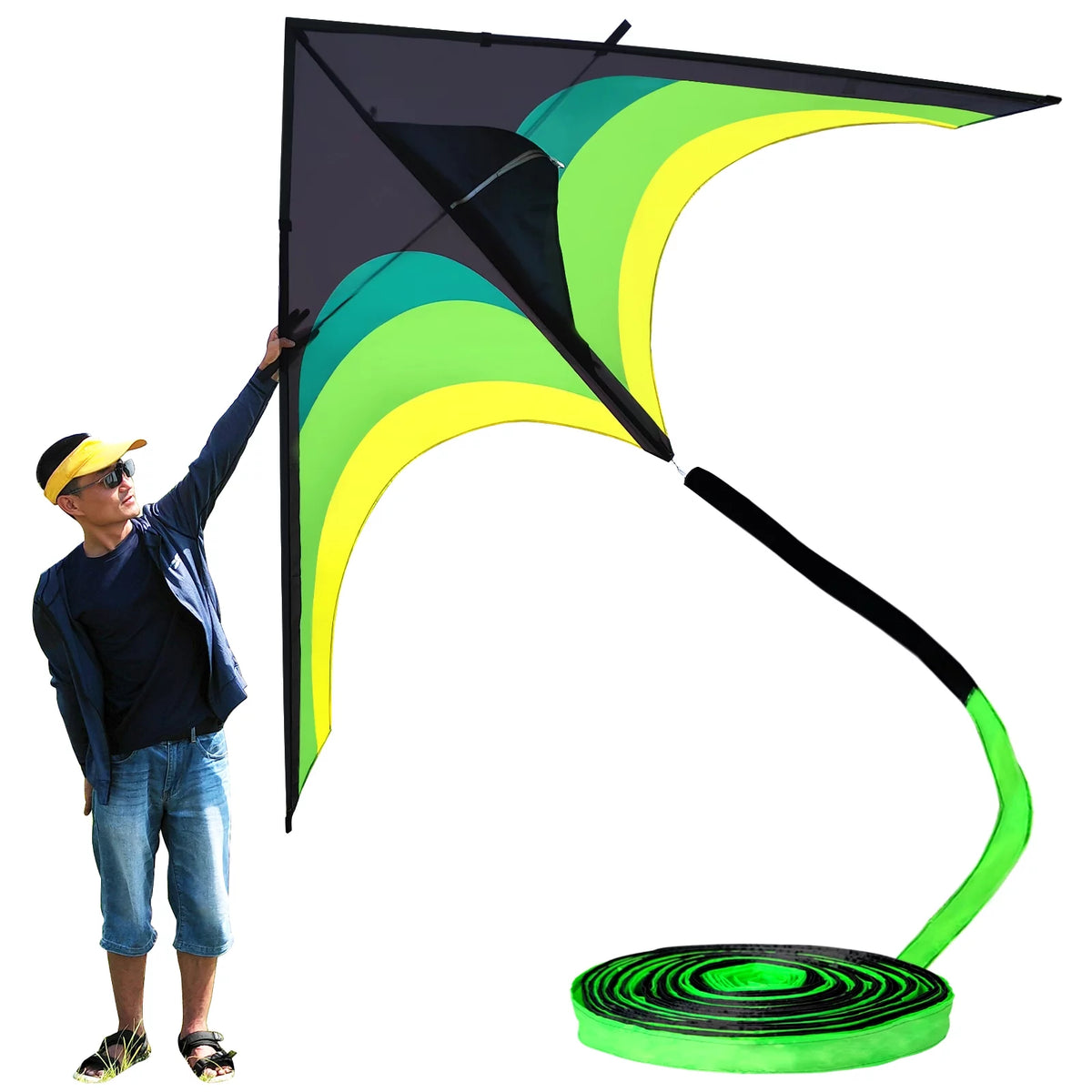 Black Green Giant Delta Kite S582