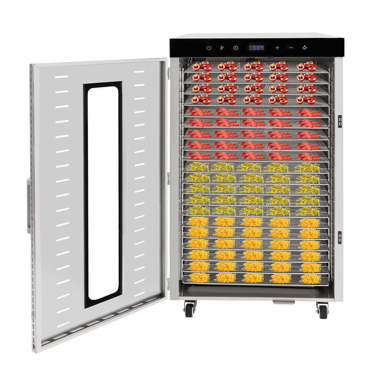 1700W Electric Food Dehydrator with Temperature Control 20 Stainless Steel Trays P7405