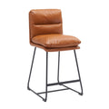 Tan Faux Leather Counter Stool (Set of 2) Q439
