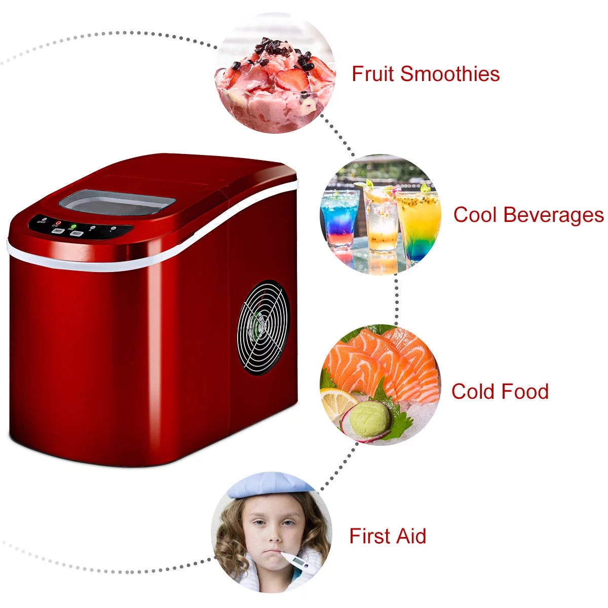 Red Portable Compact Electric Ice Maker Machine K435437