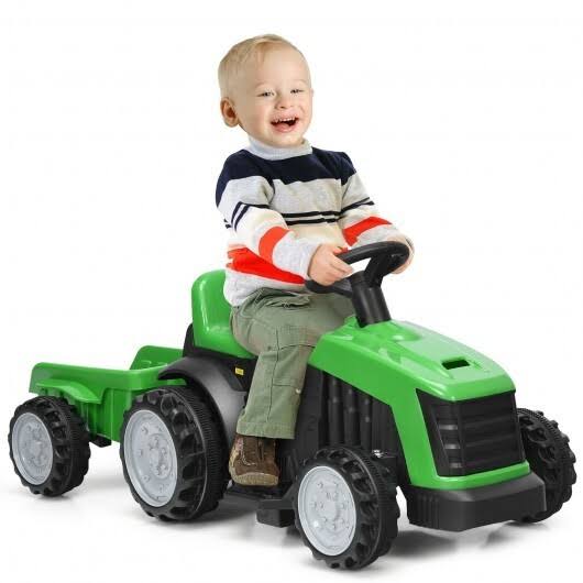 Electric Kids Ride on Tractor with Trailer Green E526729