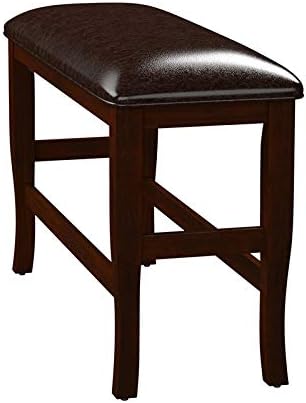 Espresso Faux Leather Counter Height Bench V969911