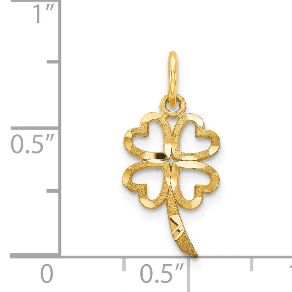 14K Yellow Gold 4 Leaf Clover Pendant Charm with Rope Chain Necklace 20'' C691790
