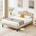 Upholstered Bed Frame with Adjustable Headboard Beige Full Q13343