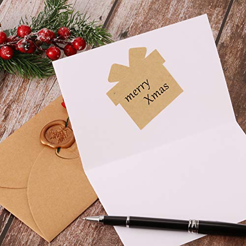 300 Pcs Brown Kraft Paper Christmas Gift Tags Stickers 2.5 x 2.5 Inches C915403