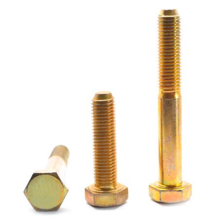 1/2 inch-13 x 4 inch Coarse Thread Grade 8 Hex Cap Screw Alloy Steel Yellow Zinc Plated Pk 150 B1130
