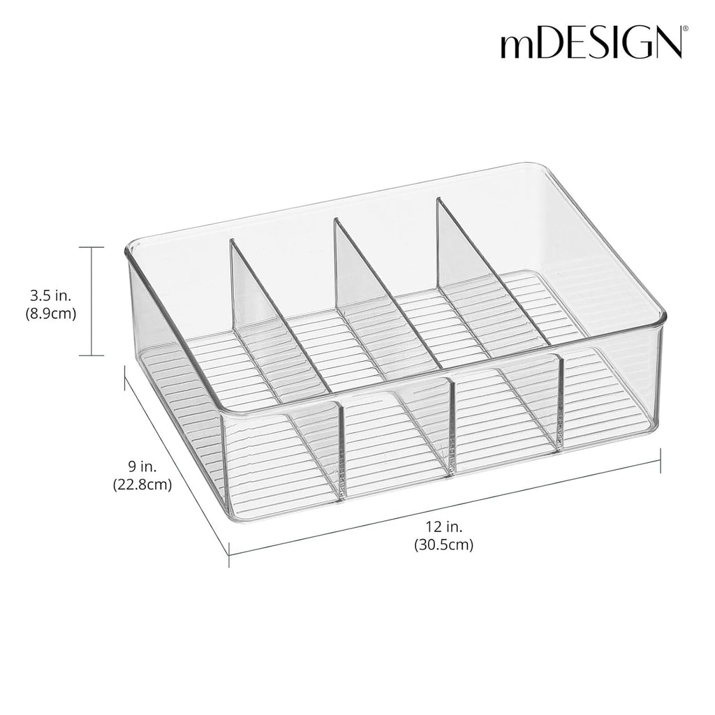 Plastic Stackable Tea Bag Storage Organizer Bin with 4 Divided Compartments, 2 Pack - Clear K196303