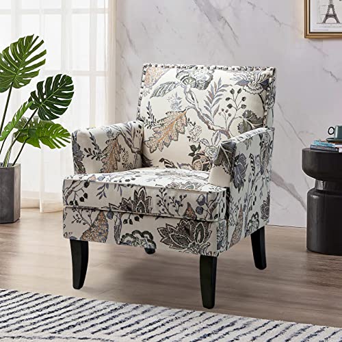 Modern Accent Chair with Arms and Wooden Legs W270572