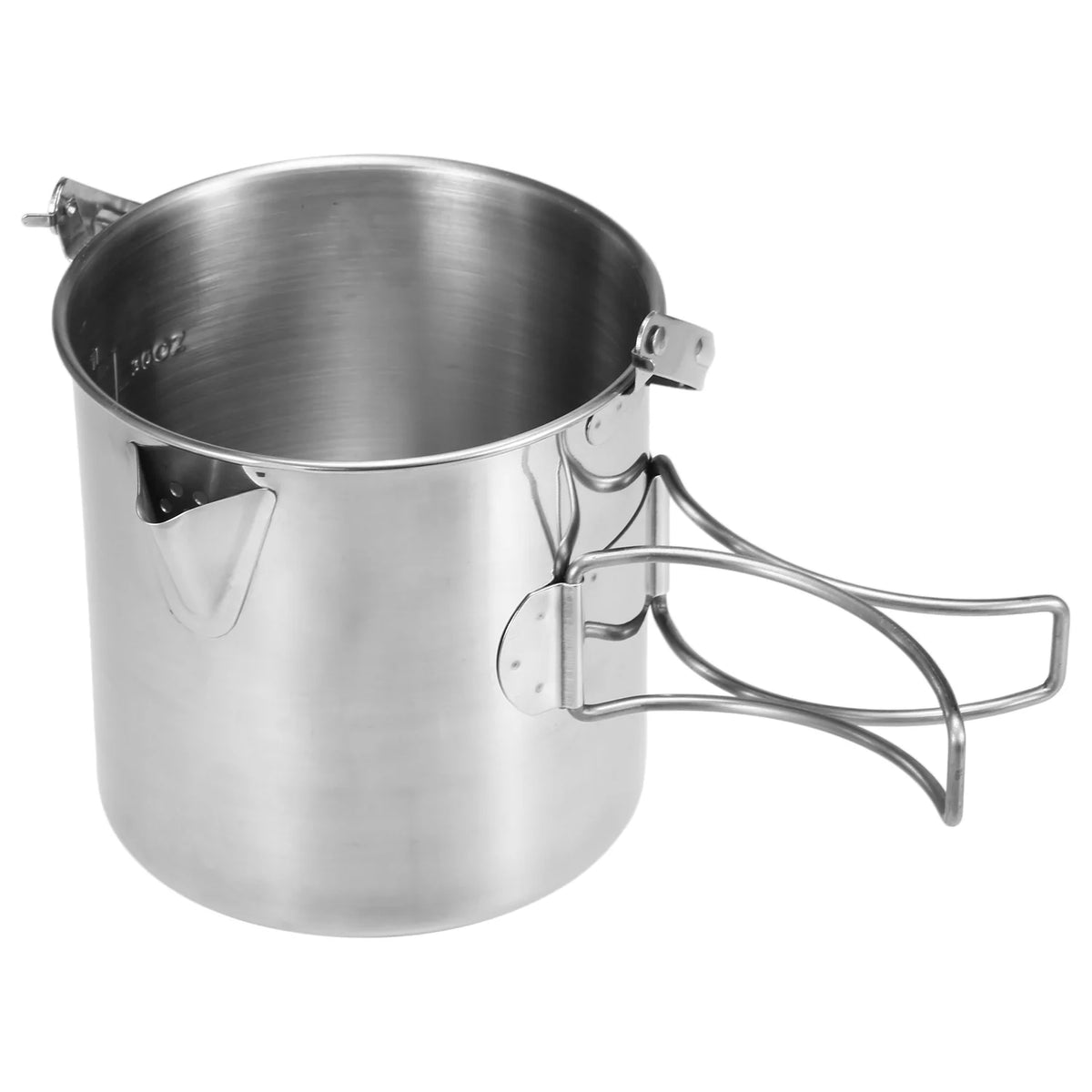 1L Stainless Steel Camping Kettle with Foldable Handle Q506571