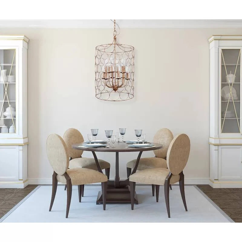 12-Light Candle Style Drum Chandelier Gold M558