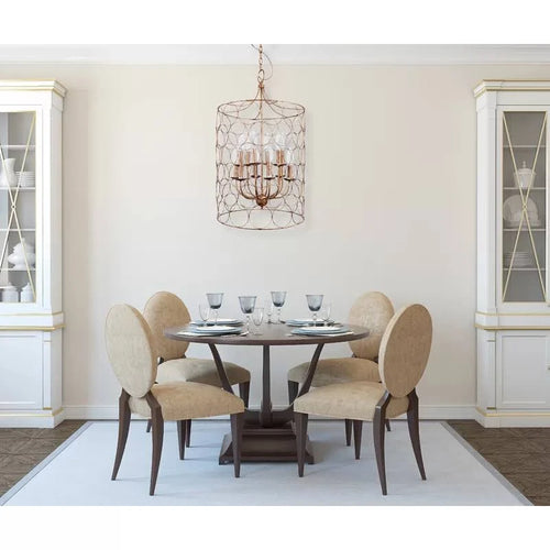 12-Light Candle Style Drum Chandelier Gold M558
