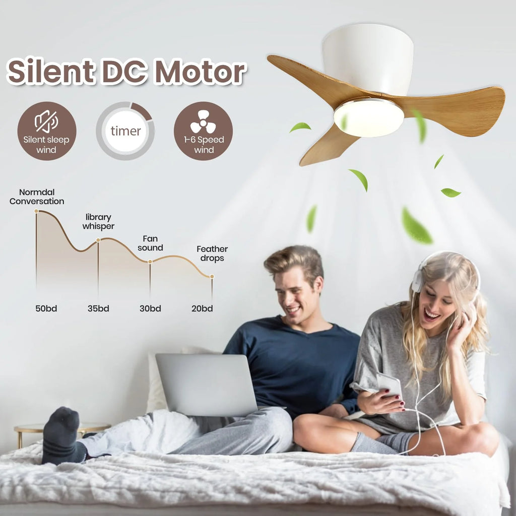 White 22 Inch 3 Reversible Blades Ceiling Fan with Lights Y6545