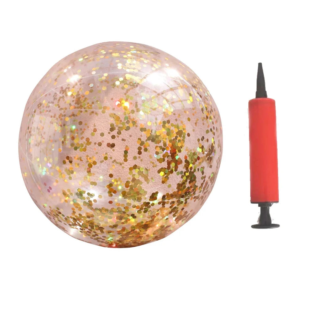 Luxury Gold Sequin + Rose Gold Sequin 2pcs Inflatable PVC Beach Balls with Pumps Z736004
