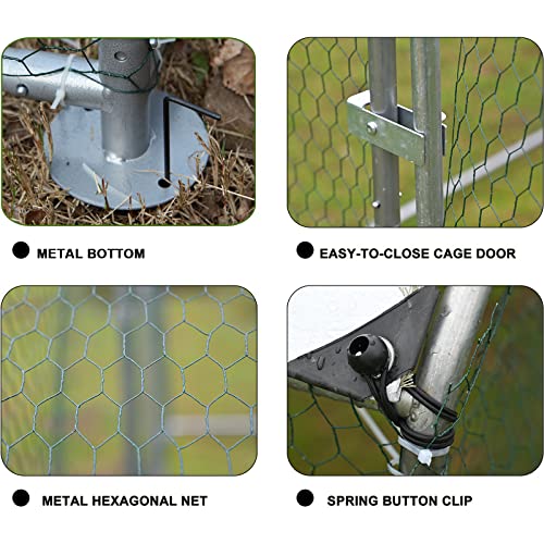 Extra Large Metal Walk-in Chicken Coop with Waterproof Cover L399