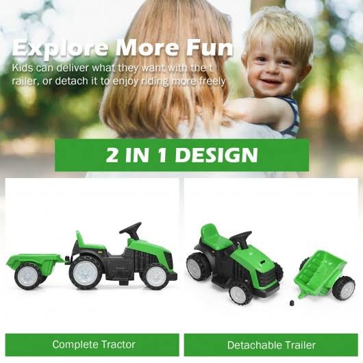 Electric Kids Ride on Tractor with Trailer Green E526729