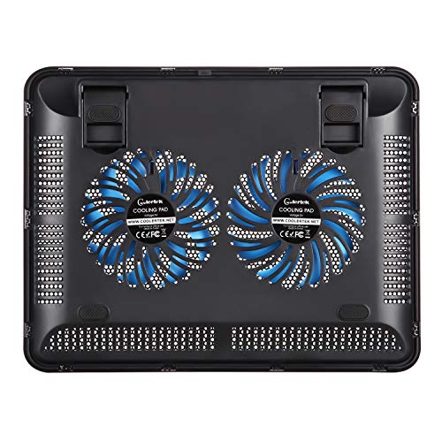Portable Slim Quiet Laptop Cooling Pad with 2 Blue LED Fans, USB Powered, Adjustable Angled, Fits 11-14 Inch Laptop N48385