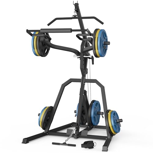 Leverage Gym Power Rack Squat Rack with LAT Low Row System Home Gym System Workout Station 2:1 Ratio H77946