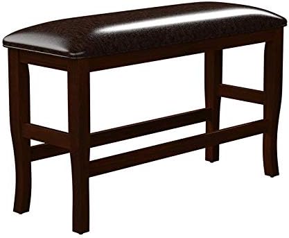 Espresso Faux Leather Counter Height Bench V969911