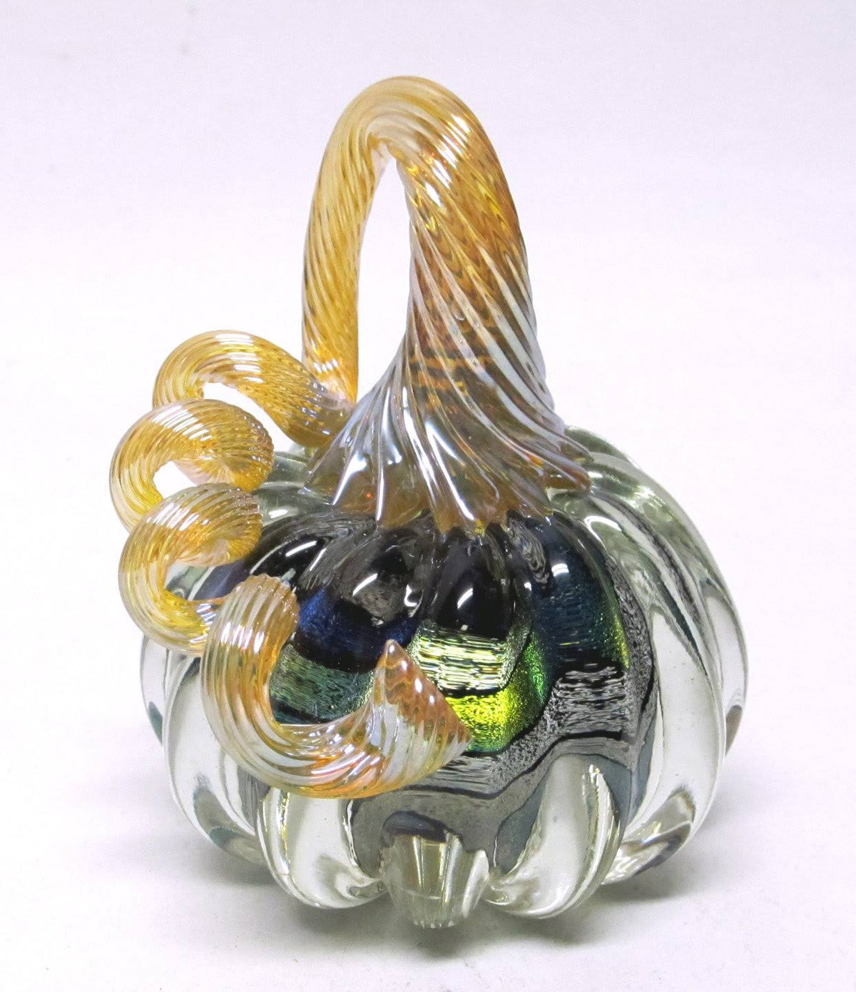 Small Clear Dichroic Glass Pumpkin M7953