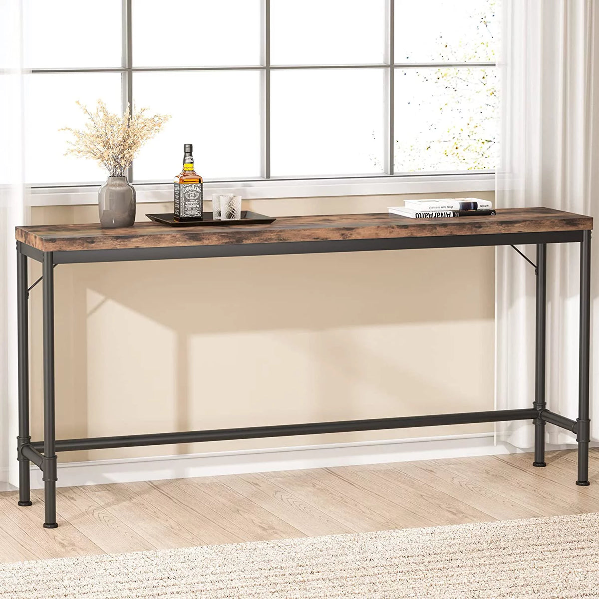 Rustic Brown Narrow Console Table V14754
