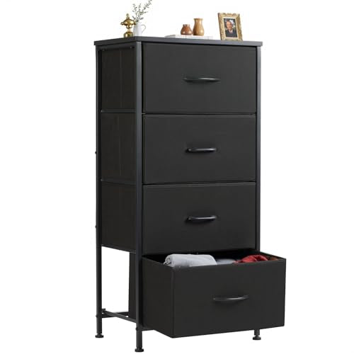 Black 4 Fabric Drawers Nightstand Y940688