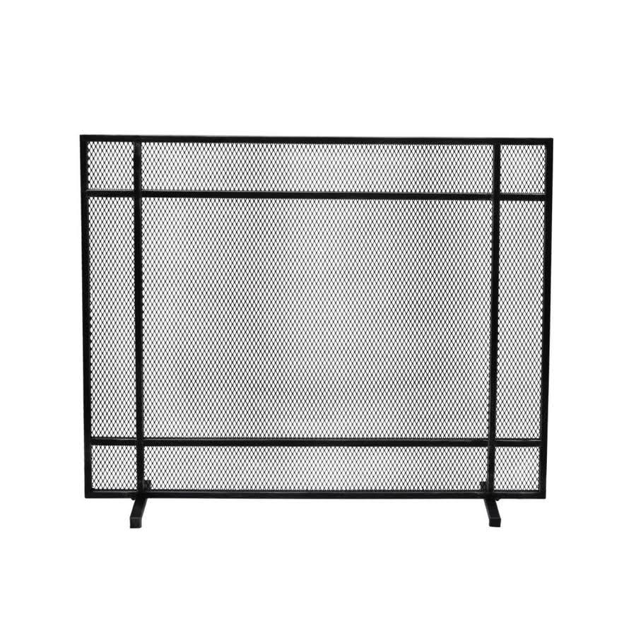 Black Brushed Silver Finish Iron Firescreen Z838495