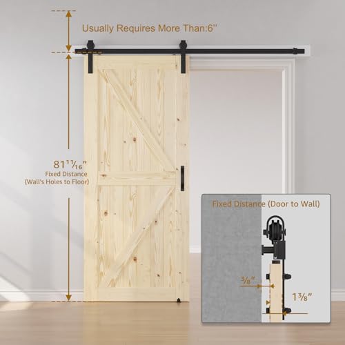 36in x 84in Sliding Barn Door with Hardware Kit H918