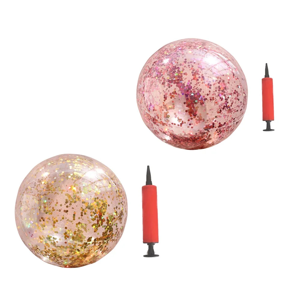 Luxury Gold Sequin + Rose Gold Sequin 2pcs Inflatable PVC Beach Balls with Pumps Z736004