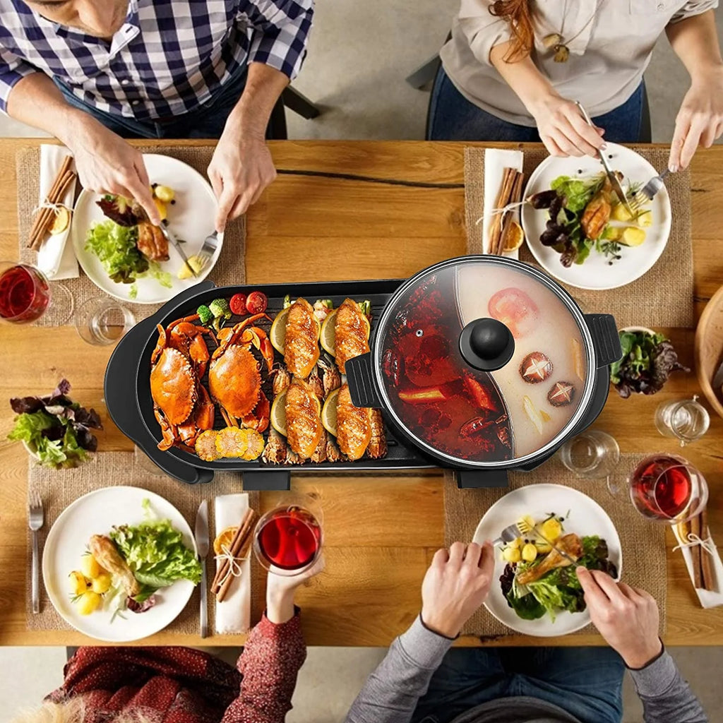 Electric Hot Pot with Grill, Removable Non-Stick Hotpot, 110V X612915