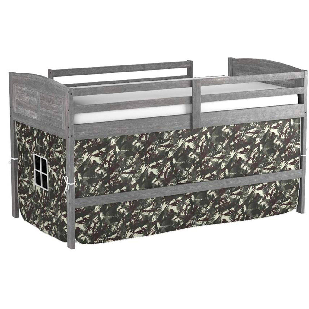 Twin Antique Grey Loft Bed with Tent P544