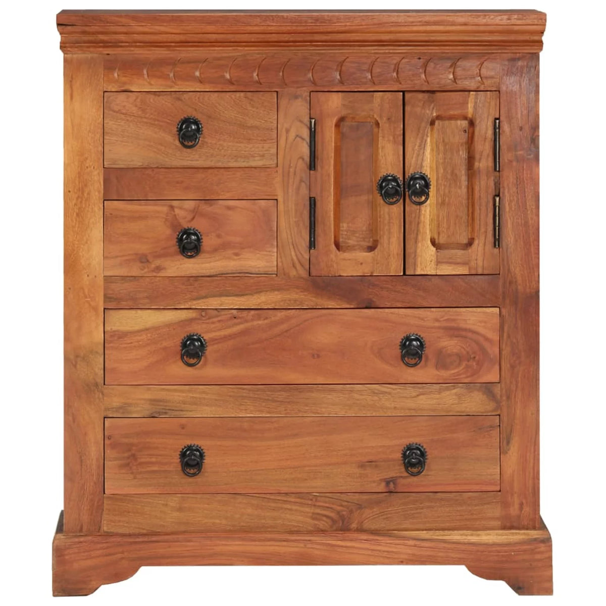 Wooden Sideboard with 2 Doors and 4 Storage Drawers Acacia Wood Sofa End Side Table 24.4 x 11.8 x 29.5 Inches A845