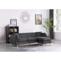 Dark Gray Fabric Sectional Sofa Chaise Ottoman with 2 Pillows S760765