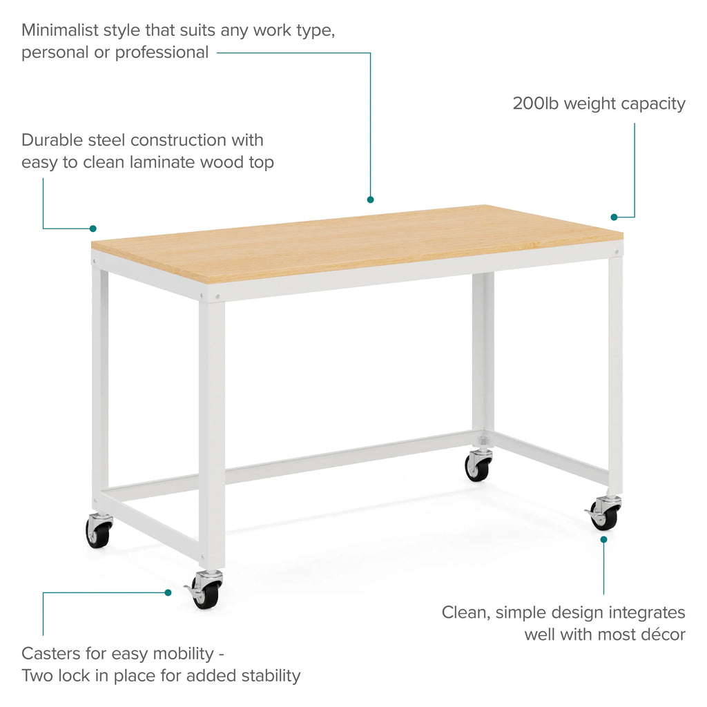 48-inch Wide Mobile Metal Desk with Laminate Top K332070