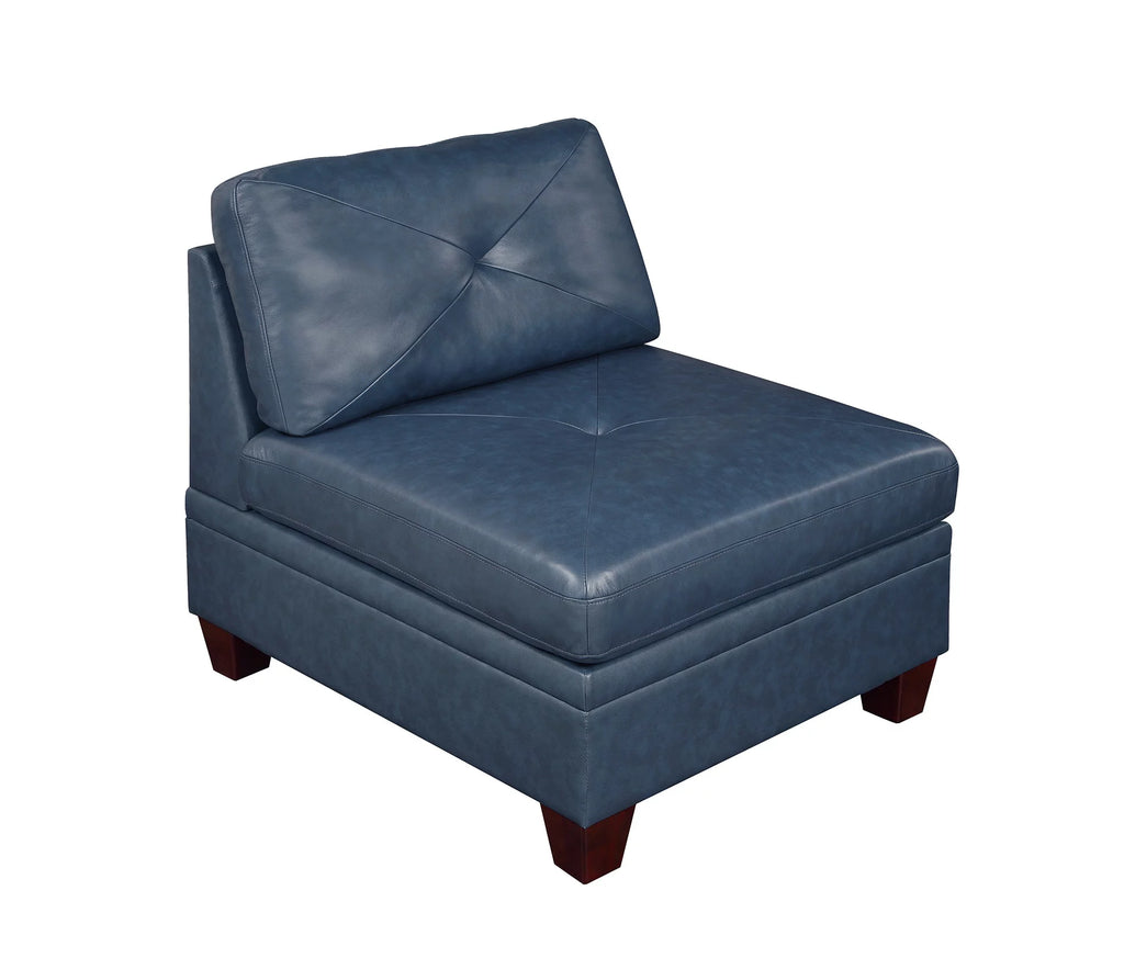 Ink Blue Top Grain Leather 7pc Tufted Sectional Sofa S469517