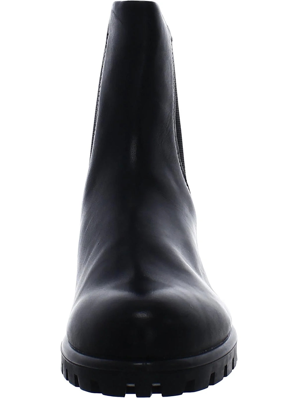 Black Cushioned Lug Sole Round Toe Leather Chelsea T675042