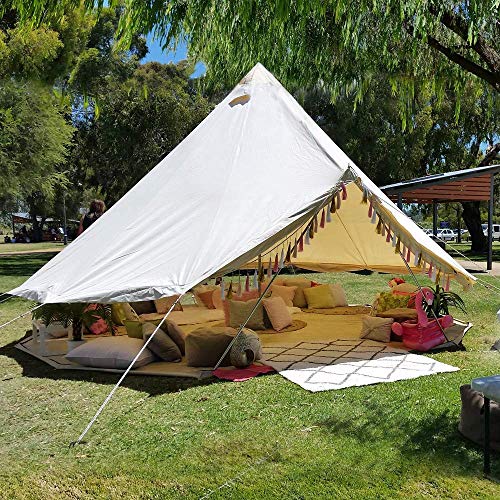 Beige Large Waterproof Cotton Canvas Bell Tent with Roof Stove Jack Hole Z756