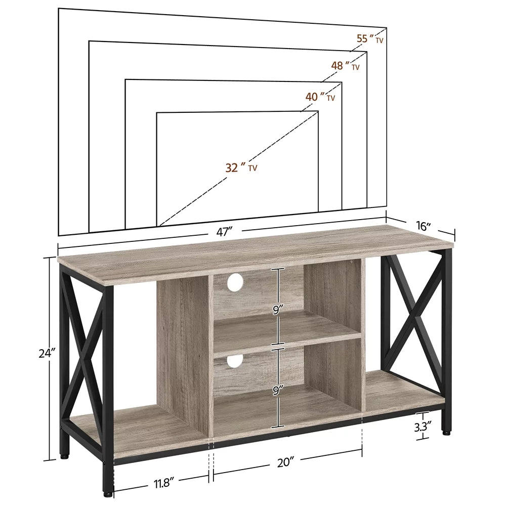 47inch Gray Wooden TV Stand with Storage S21375