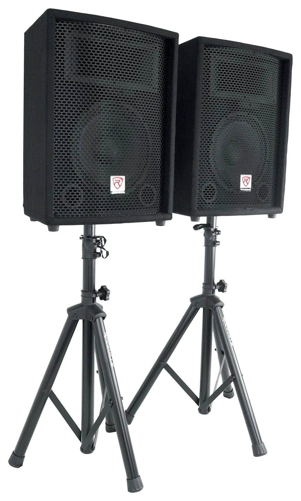 10" Speakers Bluetooth Mixer Mics Tripod Stands Facade Lights DJ Package C54748