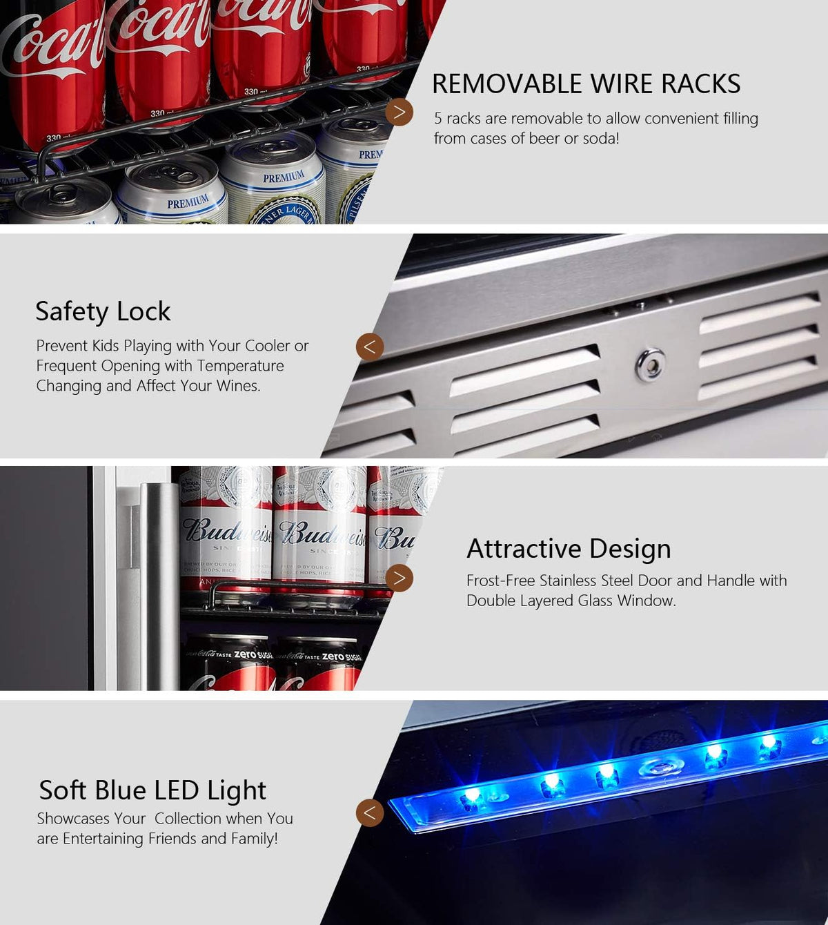 24 inch Beverage Refrigerator with Blue Interior Light C994487
