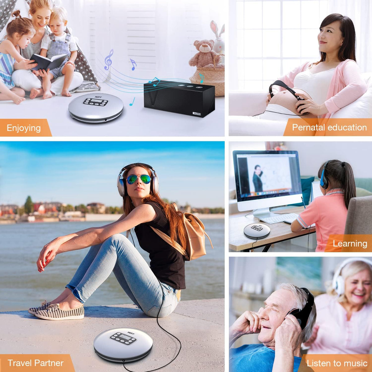 Portable CD Player with Bluetooth and Stereo Headphone C3152
