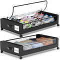 Black 2 Pack Rolling Underbed Storage Containers with Clear Lid Y268903