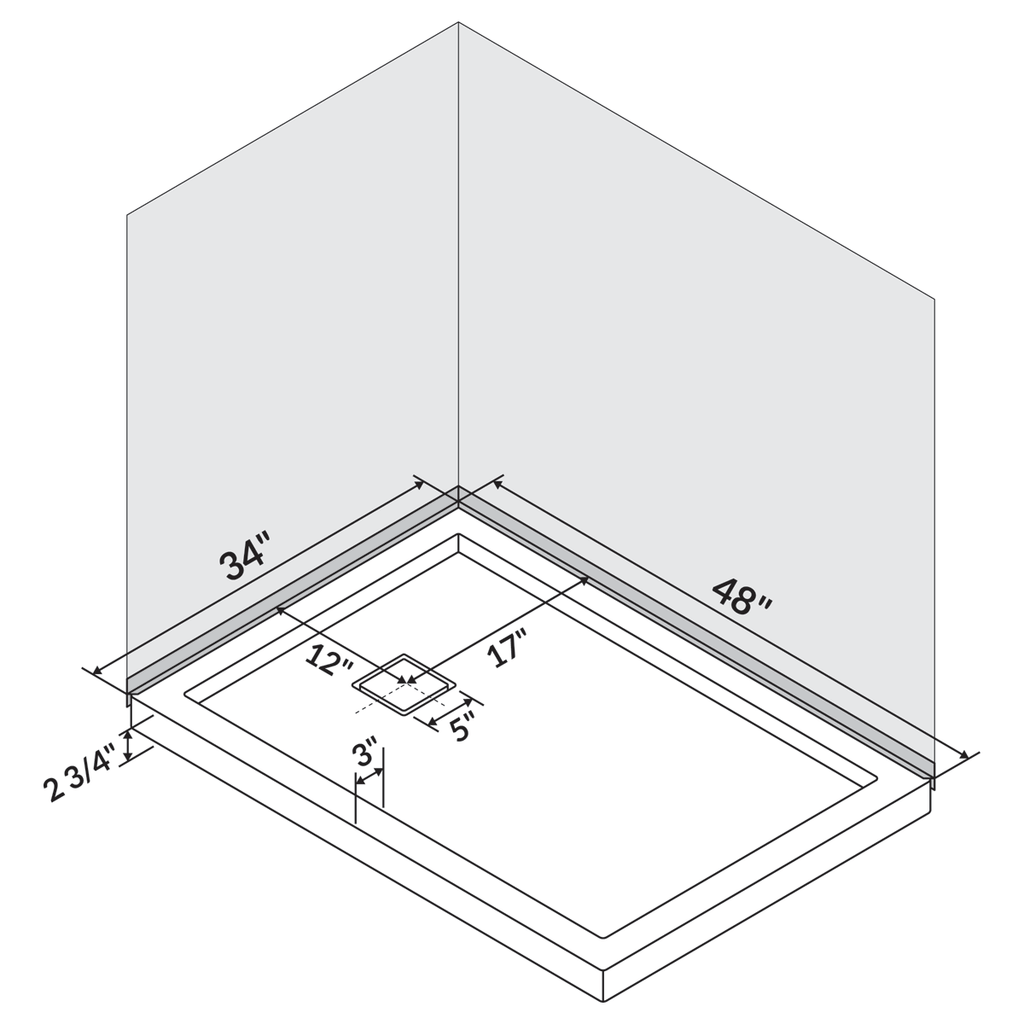 White 48 x 34 Threshold Shower Base Pan H61084