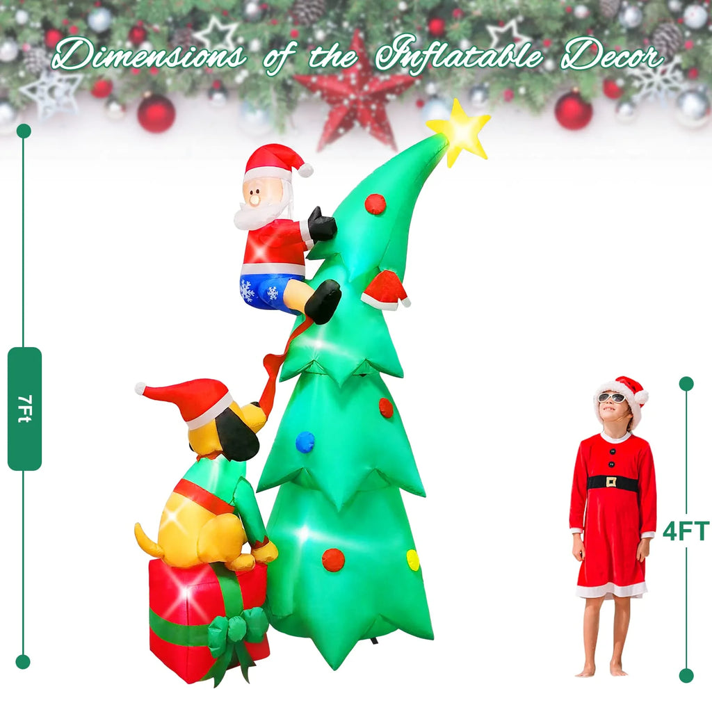7ft Christmas Inflatable Santa Claus with Dog, 6 LED Lights Z995