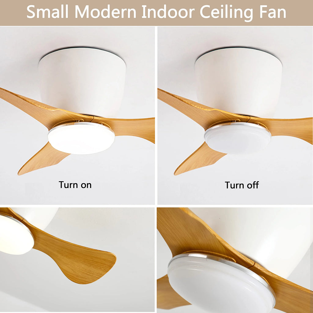 White 22 Inch 3 Reversible Blades Ceiling Fan with Lights Y6545