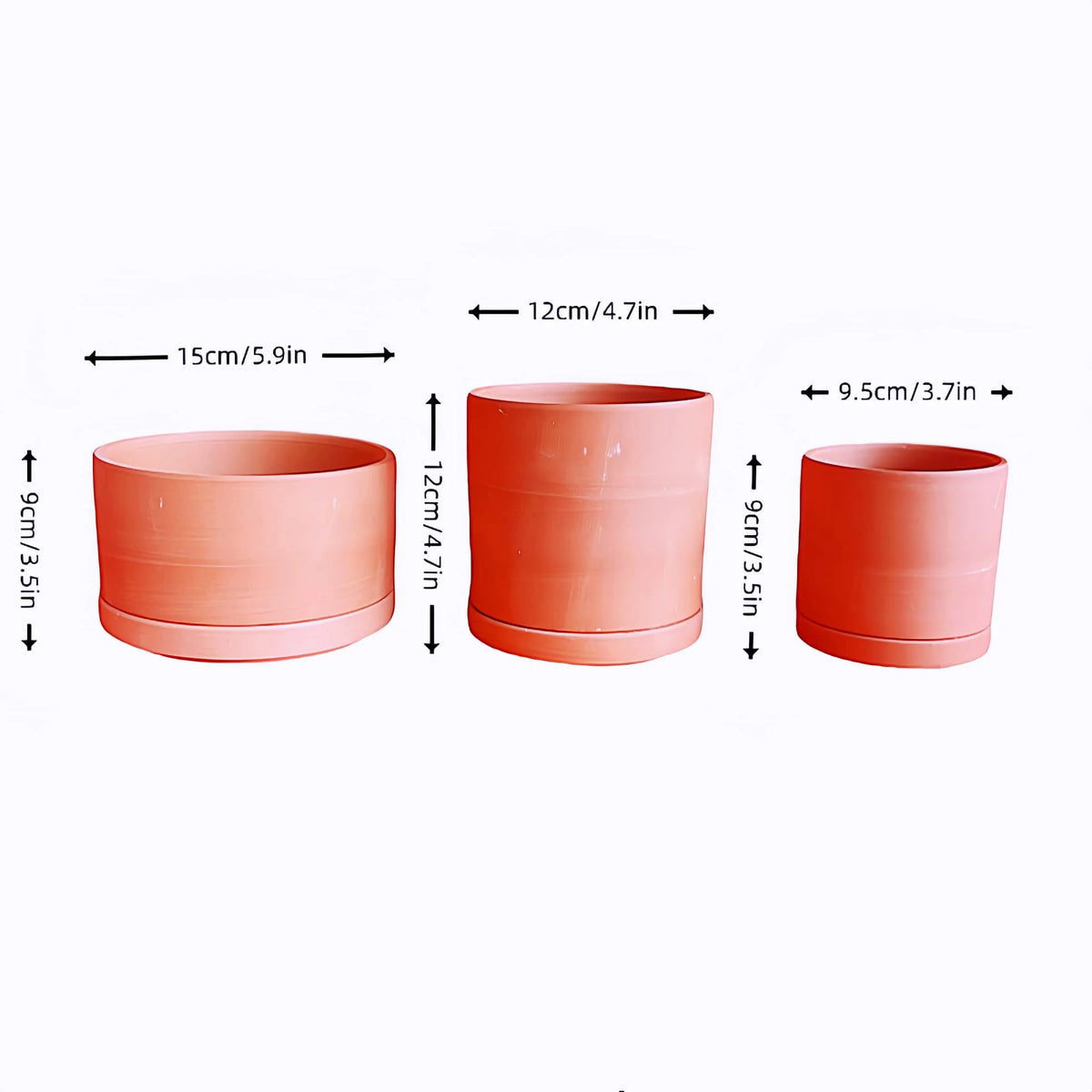 Terracotta Flower Pots, 3 Count with Drainage Holes B360