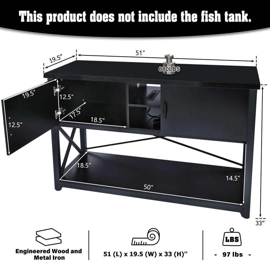 55-75 Gallon Aquarium Stand with Cabinet W51801