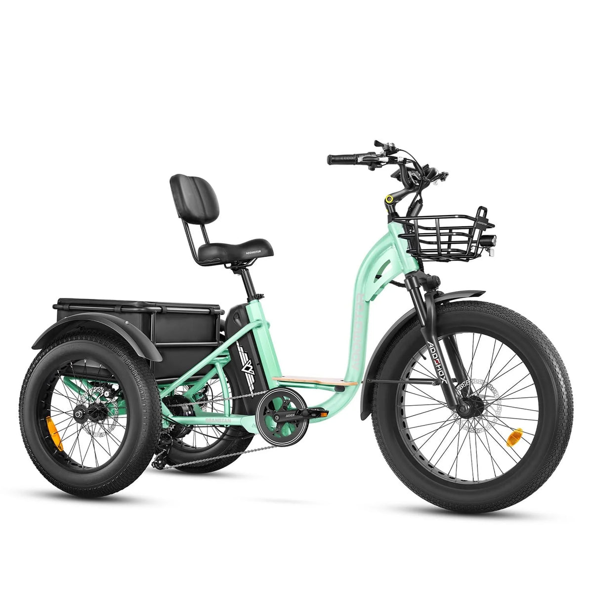 750W 85 MI Electric Tricycle 48V 20Ah Removable Battery Step-Thru Cyan K9646