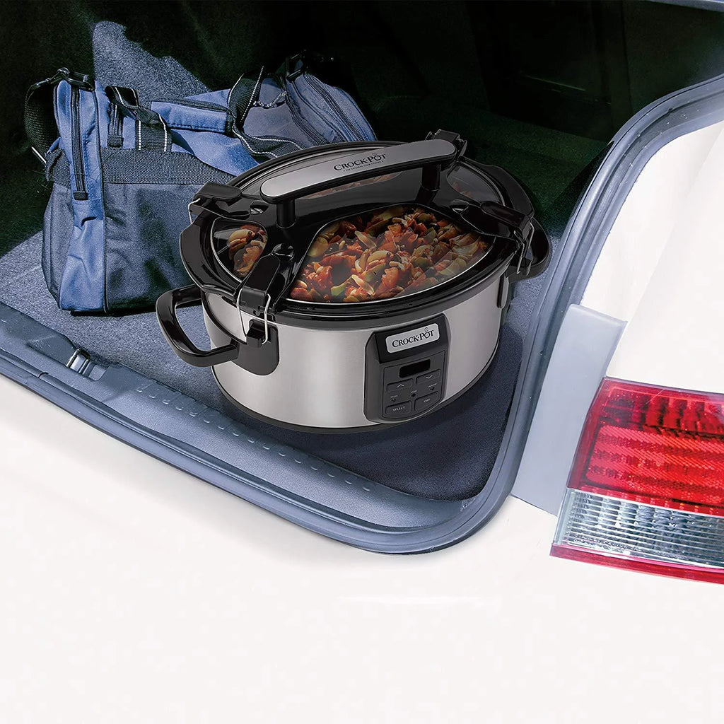6 Quart Silver Portable Slow Cooker with Digital Control M873