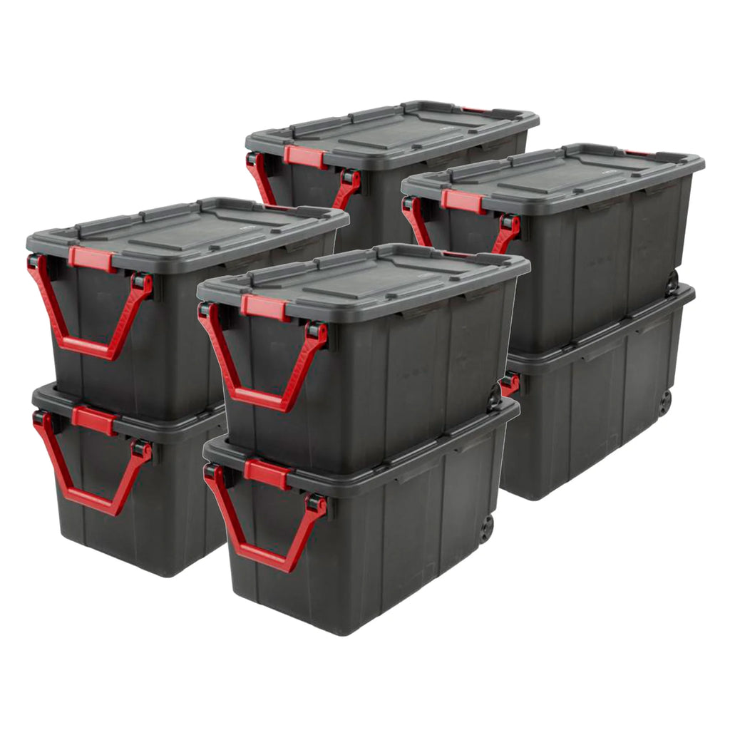 Black 8 Pack 40 Gallon Wheeled Storage Tote T75620