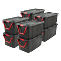 Black 8 Pack 40 Gallon Wheeled Storage Tote T75620